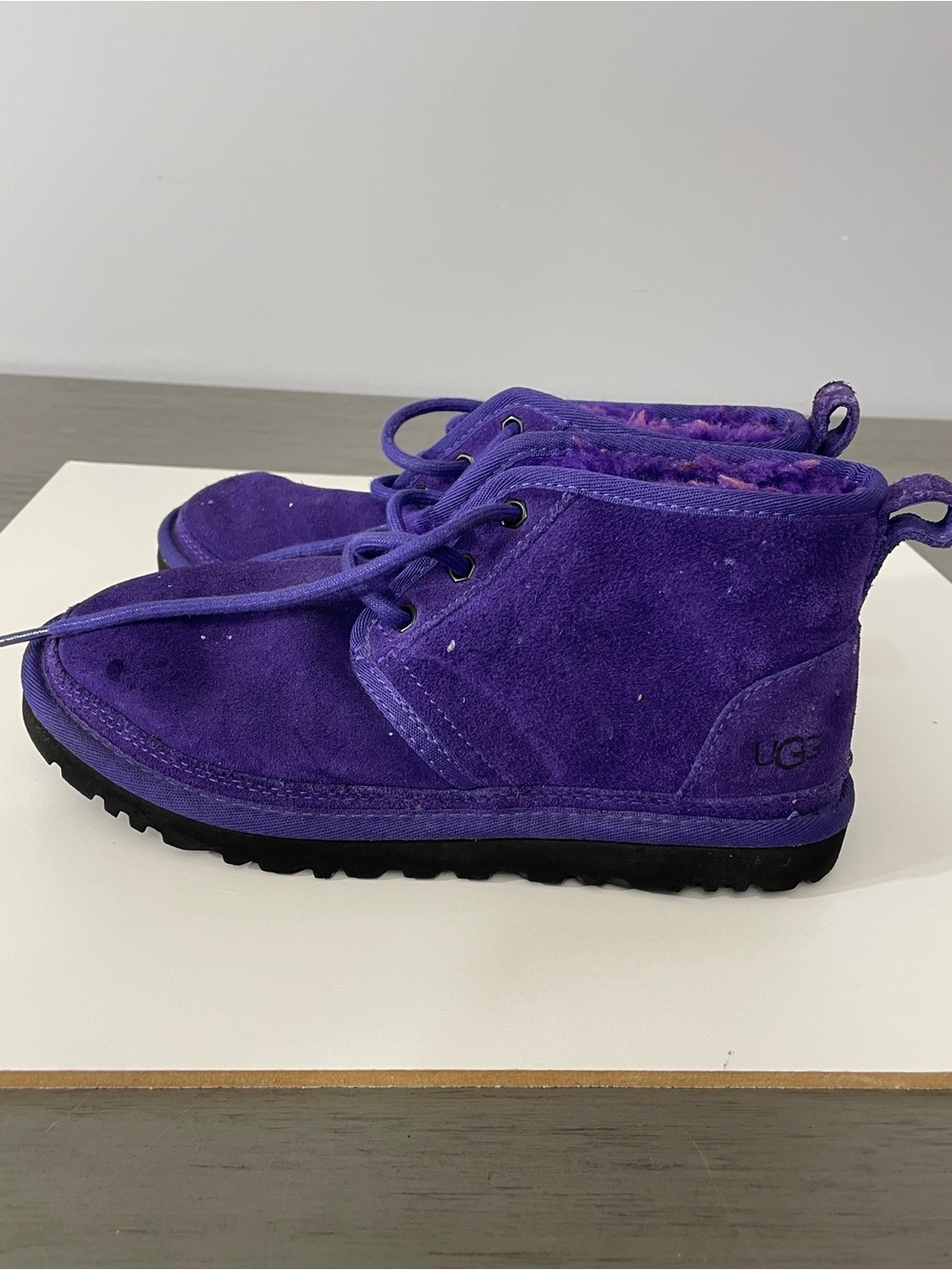 UGG woman’s Purple Suede Lace-Up Ankle Boots